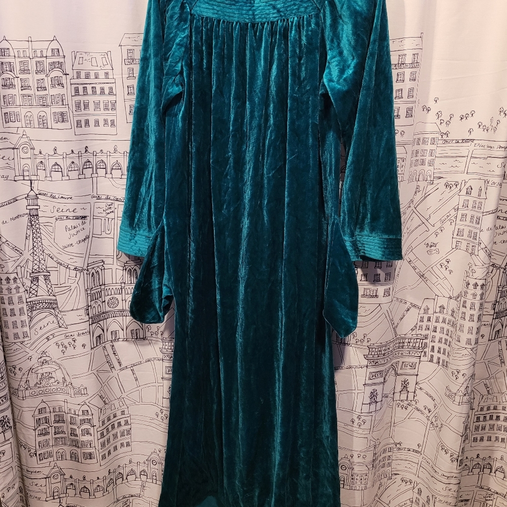 Vintage Emerald Green Velvet SFAntastic Sacks Fifth Avenue Nightgown Housecoat - Picture 6 of 10